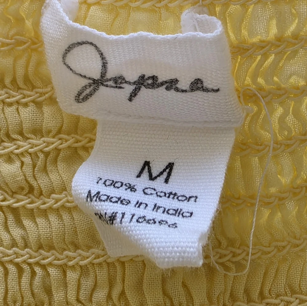 Japna Yellow Eyelet Sundress Cottagecore Boho Midi Dress Cotton Smocked Back M - Picture 5 of 6